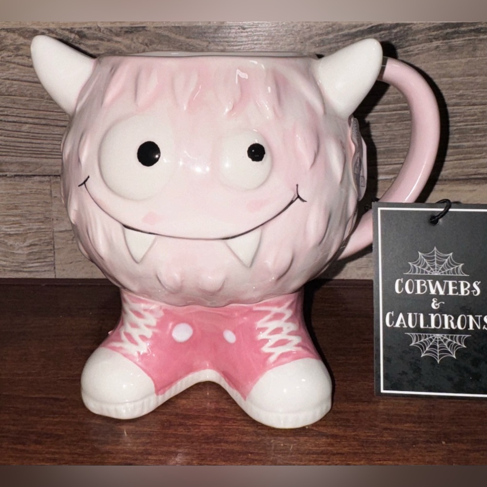 Super Cute 🥰 Pink Monster 👿 Hand Painted Mug - NEW